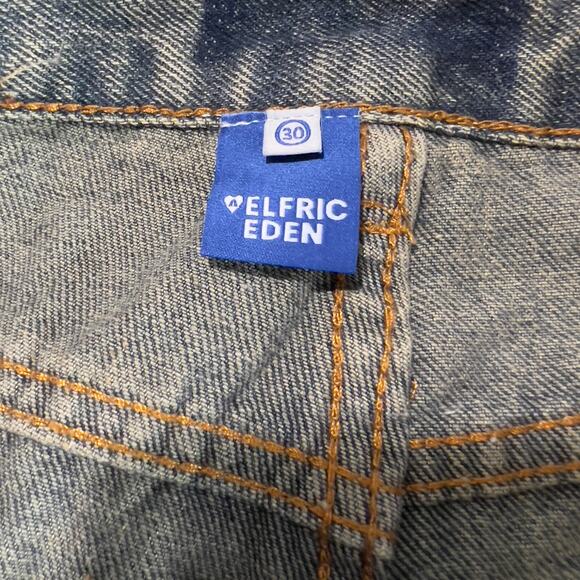 AELFRIC EDEN Men’s Distressed Wide Leg Cargo Jeans Size 30 Streetwear Y2K Retro - Picture 5 of 11